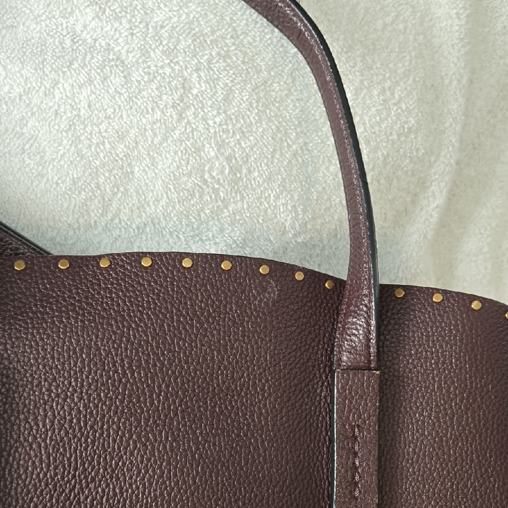 Coach Dark Brown/Oxblood Studded Leather Charlie Carryall Tote - Picture 8 of 16